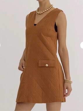 Quilted Shift Dress with Pockets